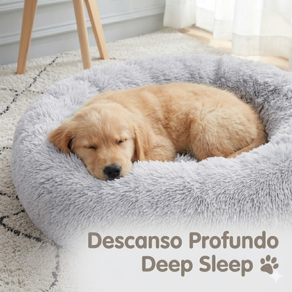 WESTERN HOME WH Calming Dog Bed & Cat Bed Anti-Anxiety Donut Dog Cuddler Bed Warming Cozy Soft Dog Round Bed Fluffy Faux Fur Plush Dog Cat Cushion Bed for Small Medium Dogs and Cats
