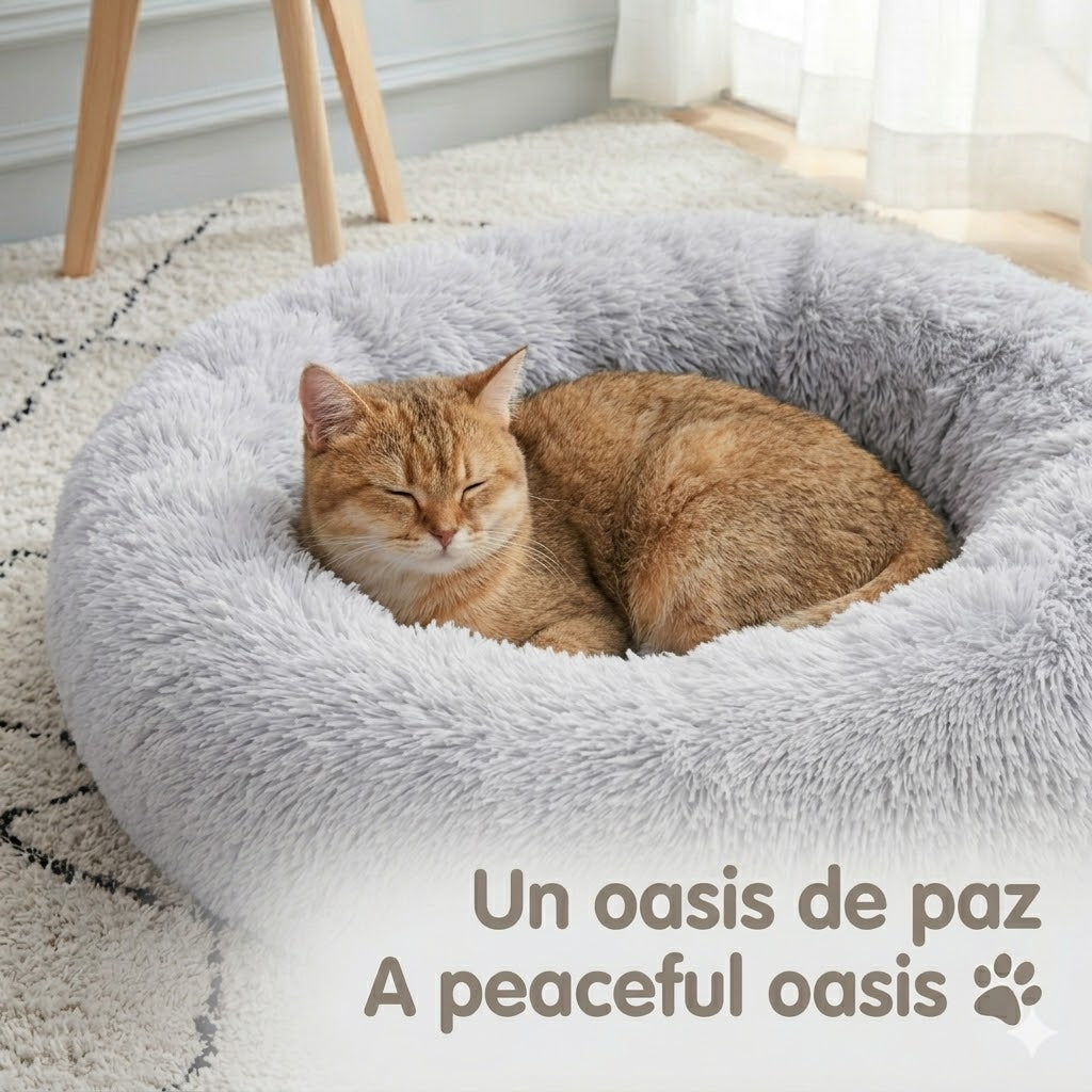 WESTERN HOME WH Calming Dog Bed & Cat Bed Anti-Anxiety Donut Dog Cuddler Bed Warming Cozy Soft Dog Round Bed Fluffy Faux Fur Plush Dog Cat Cushion Bed for Small Medium Dogs and Cats