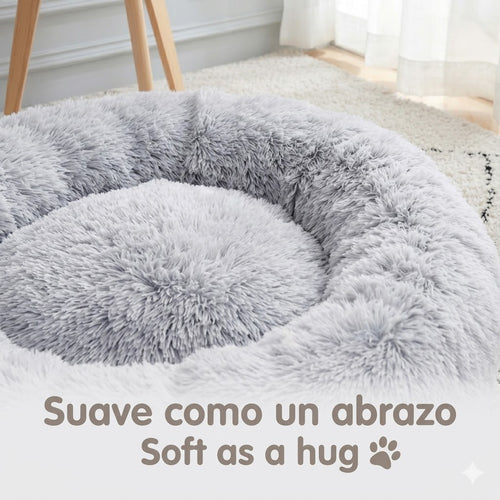 WESTERN HOME WH Calming Dog Bed & Cat Bed Anti-Anxiety Donut Dog Cuddler Bed Warming Cozy Soft Dog Round Bed Fluffy Faux Fur Plush Dog Cat Cushion Bed for Small Medium Dogs and Cats